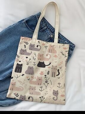 NWT 🤍Cat Print Canvas Tote Bag 🤍
